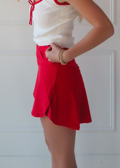 LIKE BUTTER YOGA SKORT - RED